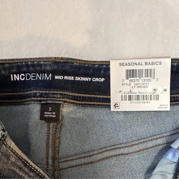 INC Denim Mid Rise Skinny Crop Jeans 2/26 Light Indigo Faded Wash NWT - Picture 5 of 15